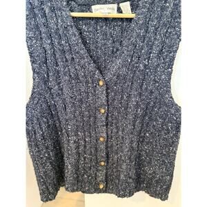 Baxter Wells Chunky Knit Sweater Vest Button Front Neutral Cozy Layering ✨